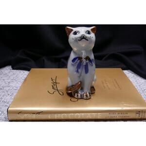 SOLD Handcrafted Mexican Pottery Cat - Floral Tonalá Ceramic Figurine